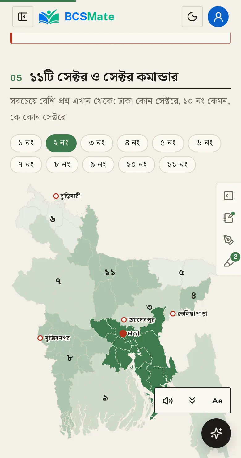 নিচের বাটনগুলো: পাঠের নিচে ডান দিকে ছোট একটি বার থাকে।